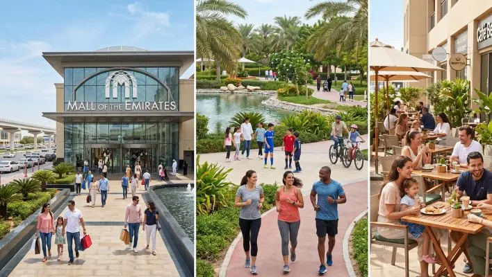 Lifestyle amenities in Al Barsha Dubai including Mall of the Emirates, local parks, and outdoor dining, part of our complete neighbourhood guide.